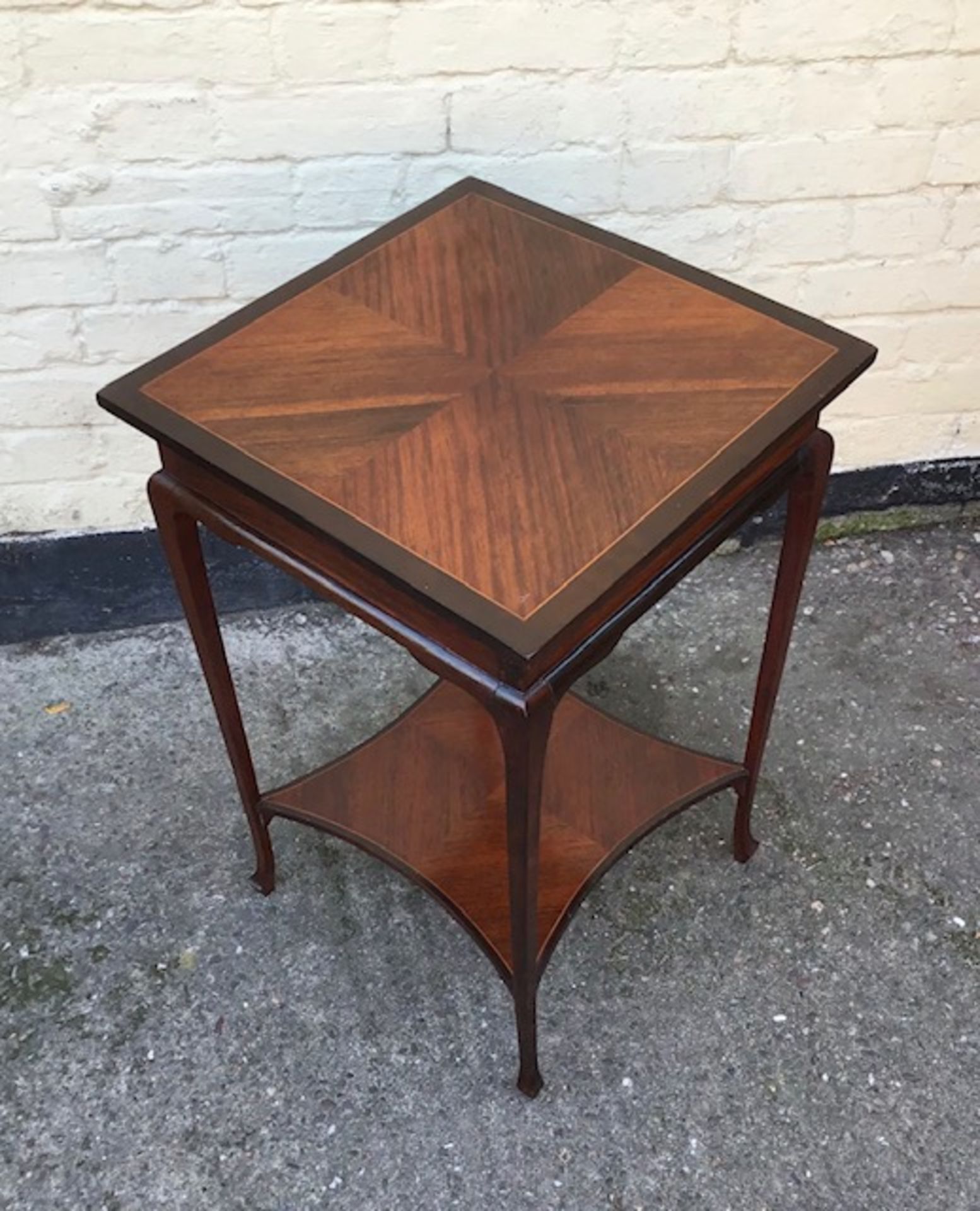Antique Edwardian square topped occaional table with under teir.