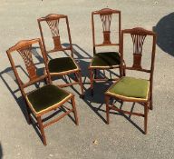 Antique Set of 4 fret back and inlaid Edwardian chairs