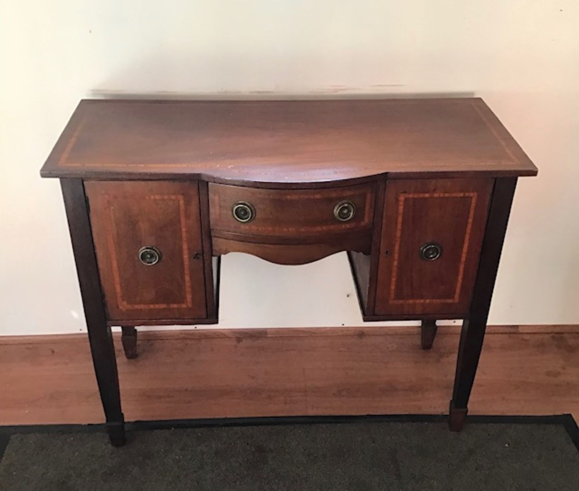 Antique Edwardian mahogany and satinwood inlaid sideboard.