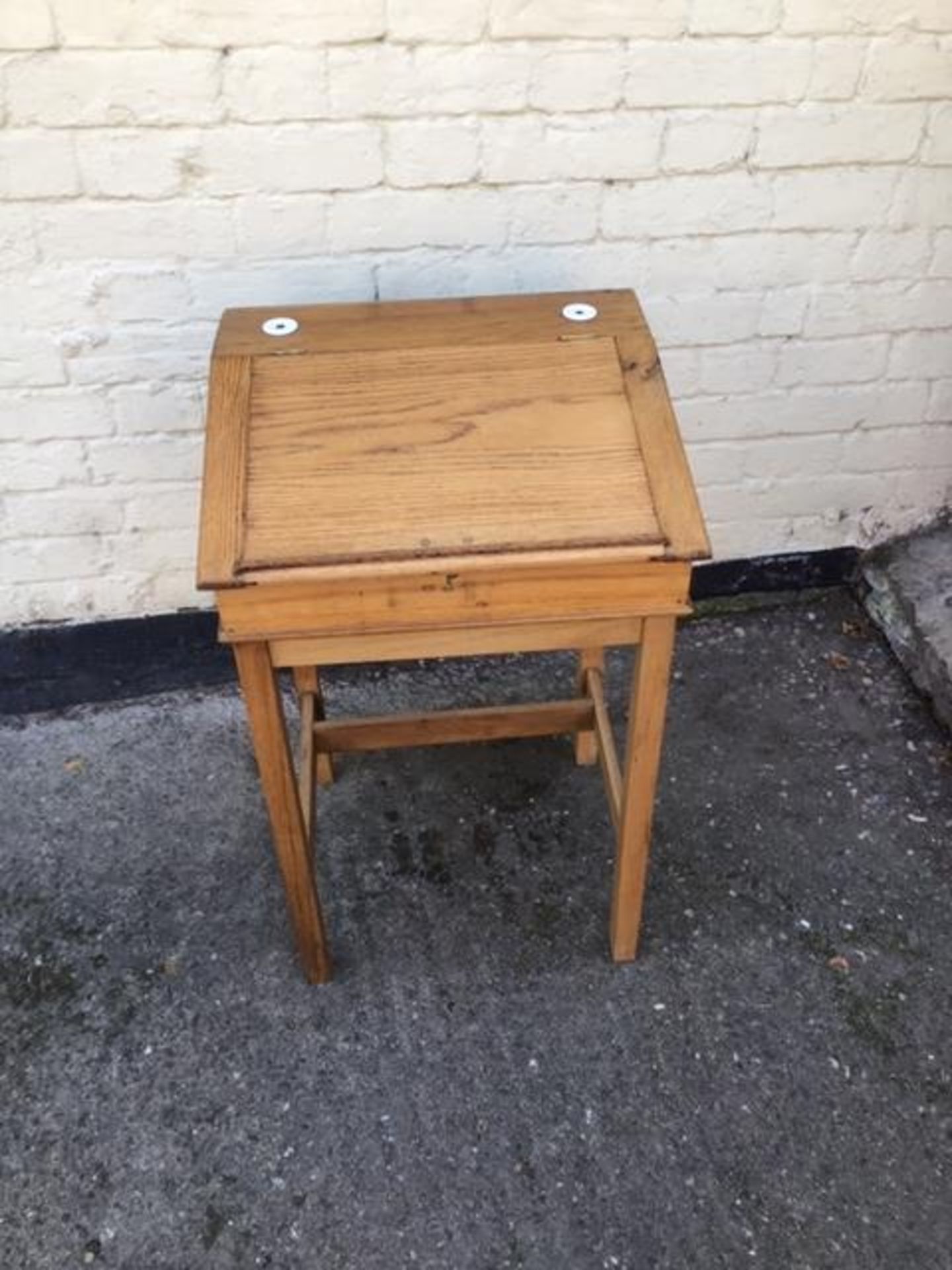 Antique vintage oak childs school desk. - Image 2 of 2