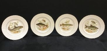 Set of 4 'Royal Imperial' finest bone china plates with freshwater fish design.