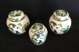 A pair of 5'' 'Masons' lidded Ginger Jars and a further Ginger Jar