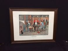 An Antique Print 'Trumped' by Stanley Cock in Oak Frame