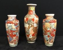 A group of three 20th century oriental vases