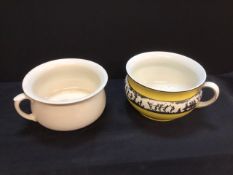 A pair of antique china chamber pots