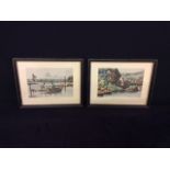 A pair of framed hand tinted lithograph prints by Henry Thomas Alken.