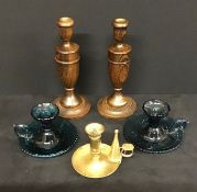 A group of 5 assorted candlesticks/ holders