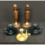 A group of 5 assorted candlesticks/ holders