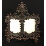 Antique metal double portrait frame.