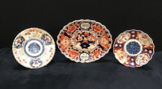 Group of three antique oriental Imari style plates