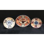 Group of three antique oriental Imari style plates