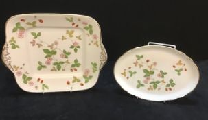 A pair of Wedgwood Bone China Sandwich plates 'Wild Strawberry' pattern