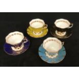 Set of 4 'Queen Anne' bone china cups and saucers