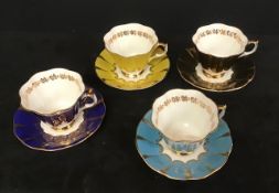 Set of 4 'Queen Anne' bone china cups and saucers