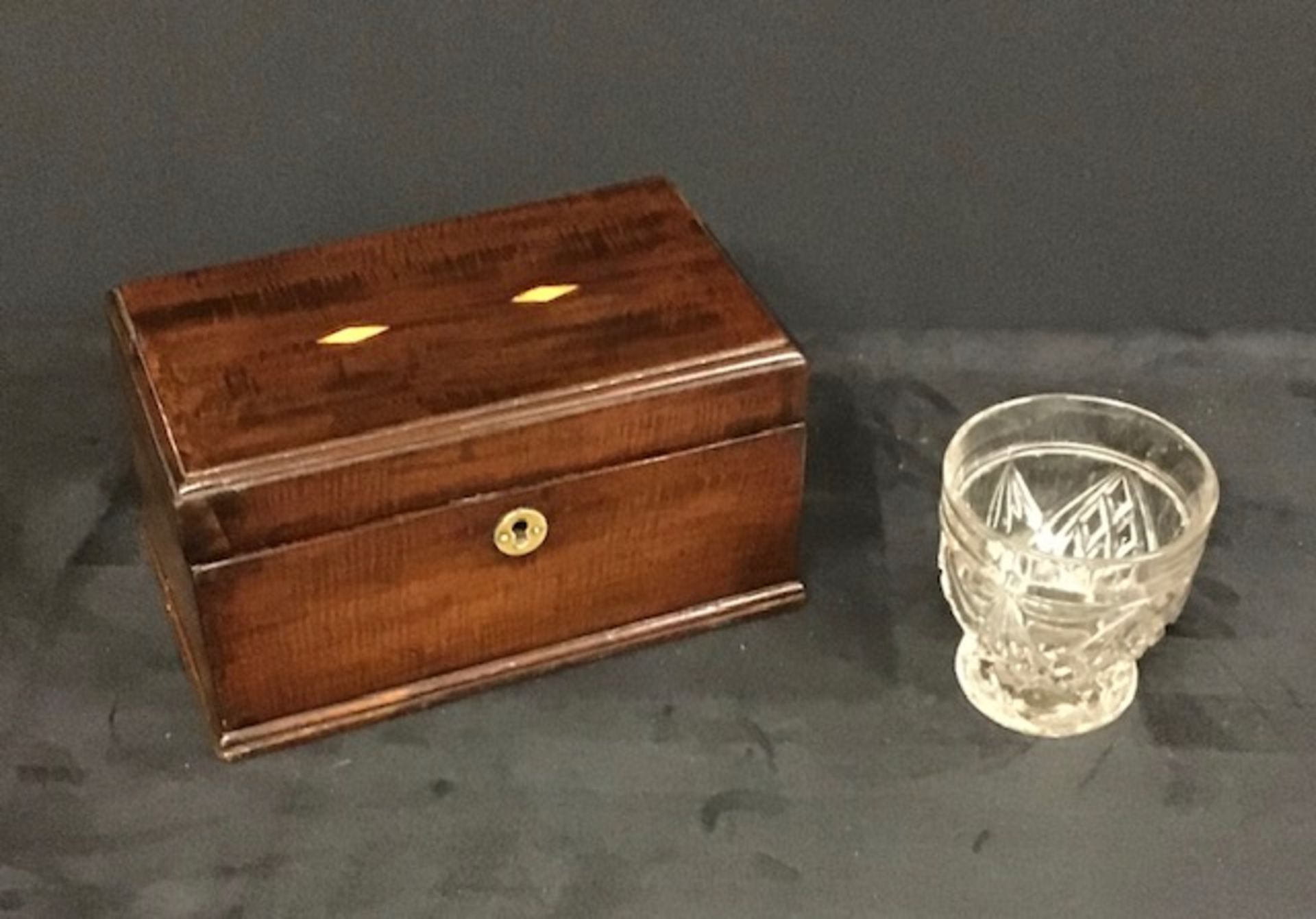 An Antique Tea Caddy & glass mixing bowl