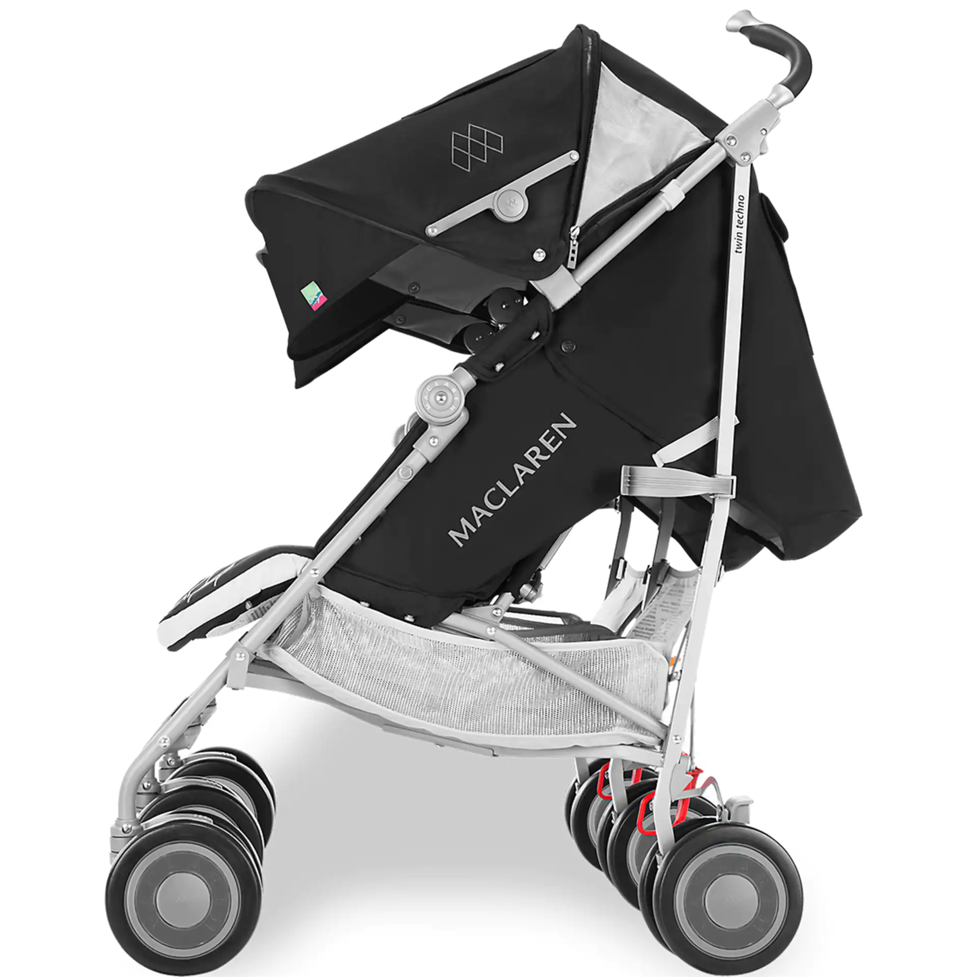 Maclaren Pushchair Twin Techno Black Built For Comfort/Performance For 2 Rrp £450 - Image 5 of 7