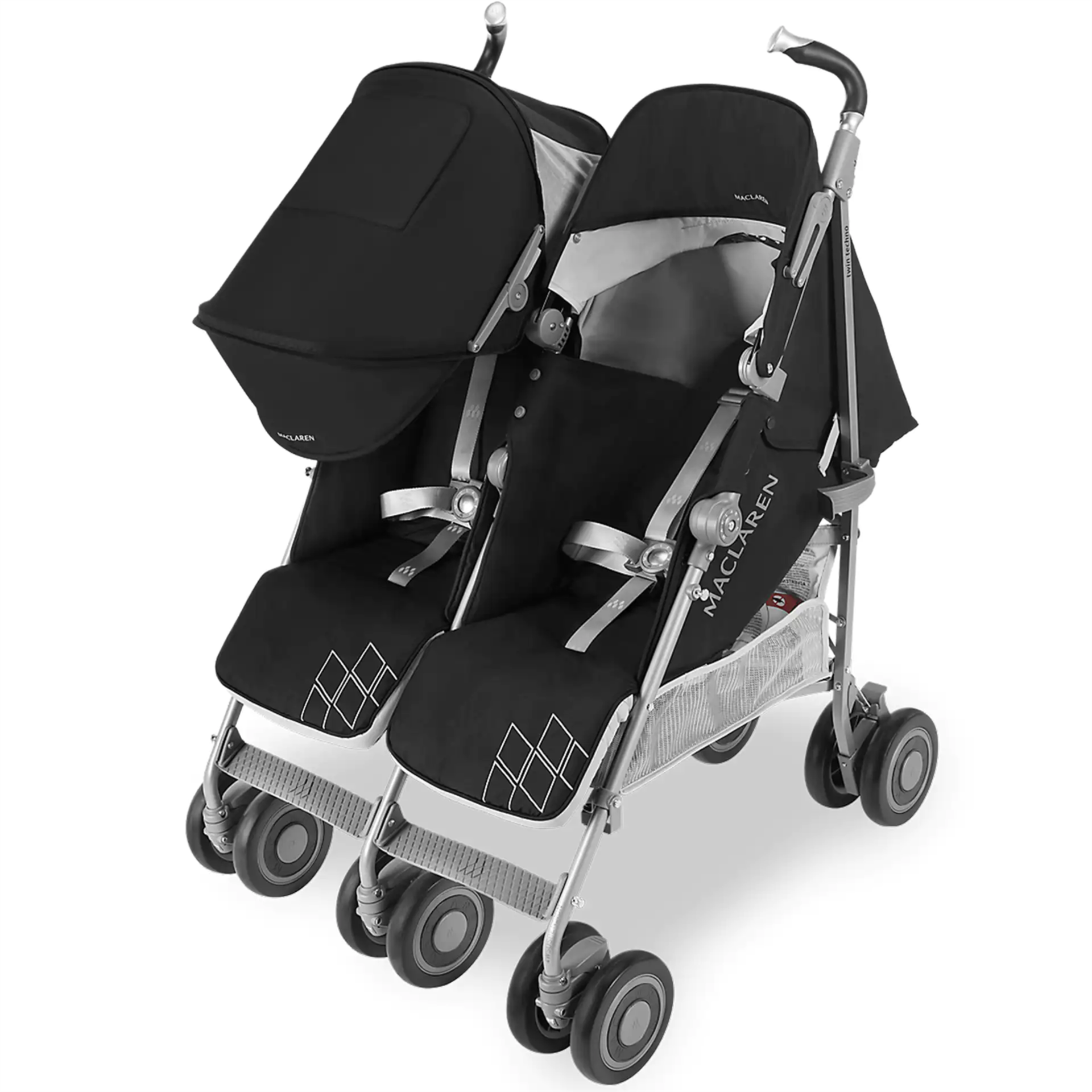 Maclaren Pushchair Twin Techno Black Built For Comfort/Performance For 2 Rrp £450 - Image 2 of 7