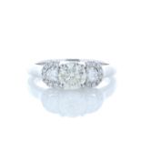 18ct White Gold Three Stone Claw Set Diamond Ring 1.02 Carats