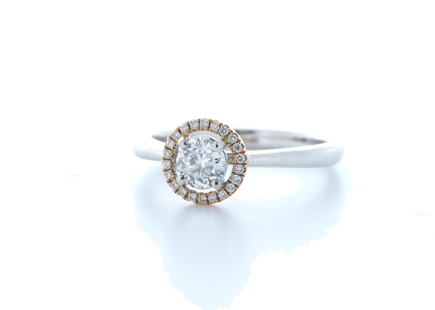 18ct White Gold Single Stone With Halo Setting Ring 0.52 (0.42) Carats - Image 2 of 5