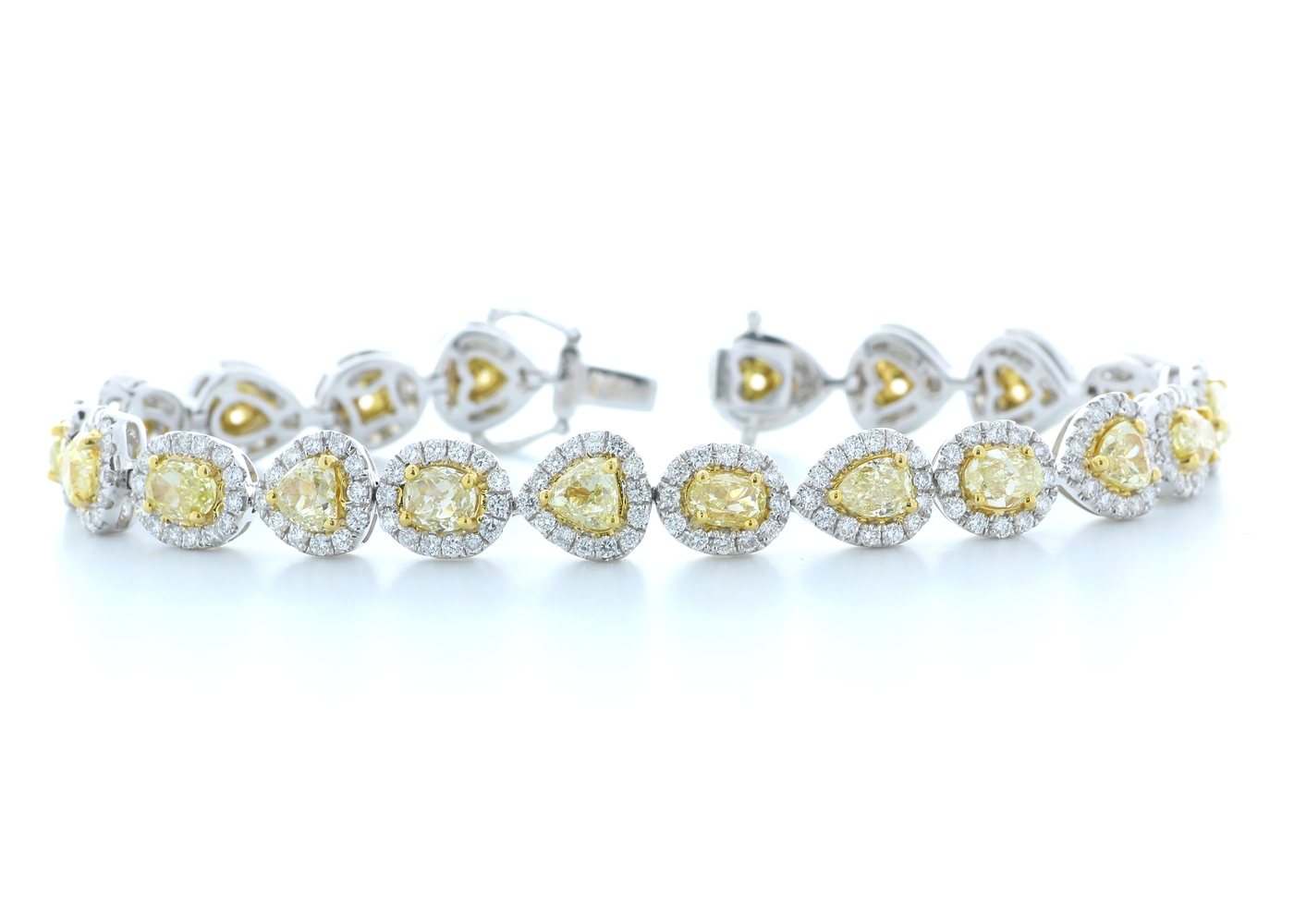 Halo Set Natural Fancy Yellow Diamond Bracelet 12.50 Carats Carats