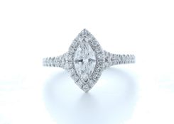 18ct White Gold Single Stone With Halo Setting Ring 1.04 (0.66) Carats