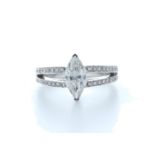 18ct White Gold Marquise Cut Diamond Ring 1.41 (1.11) Carats