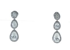 18ct White Gold Pear Shape Diamond Drop Earrings 3.43 Carats