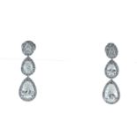 18ct White Gold Pear Shape Diamond Drop Earrings 3.43 Carats