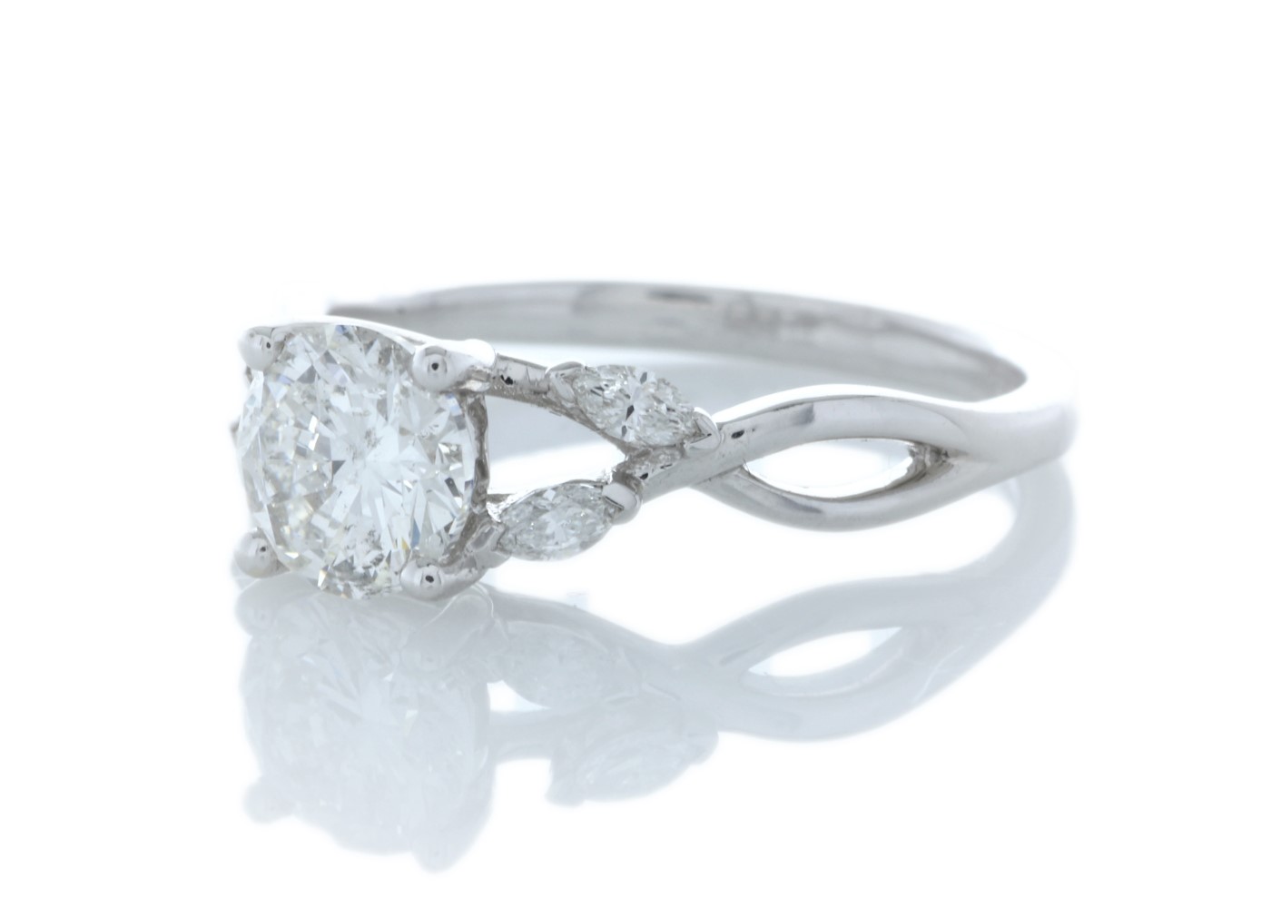 18ct White Gold Single Stone Diamond Ring With Marquise Set Shoulders (1.00) 1.16 Carats - Image 2 of 5