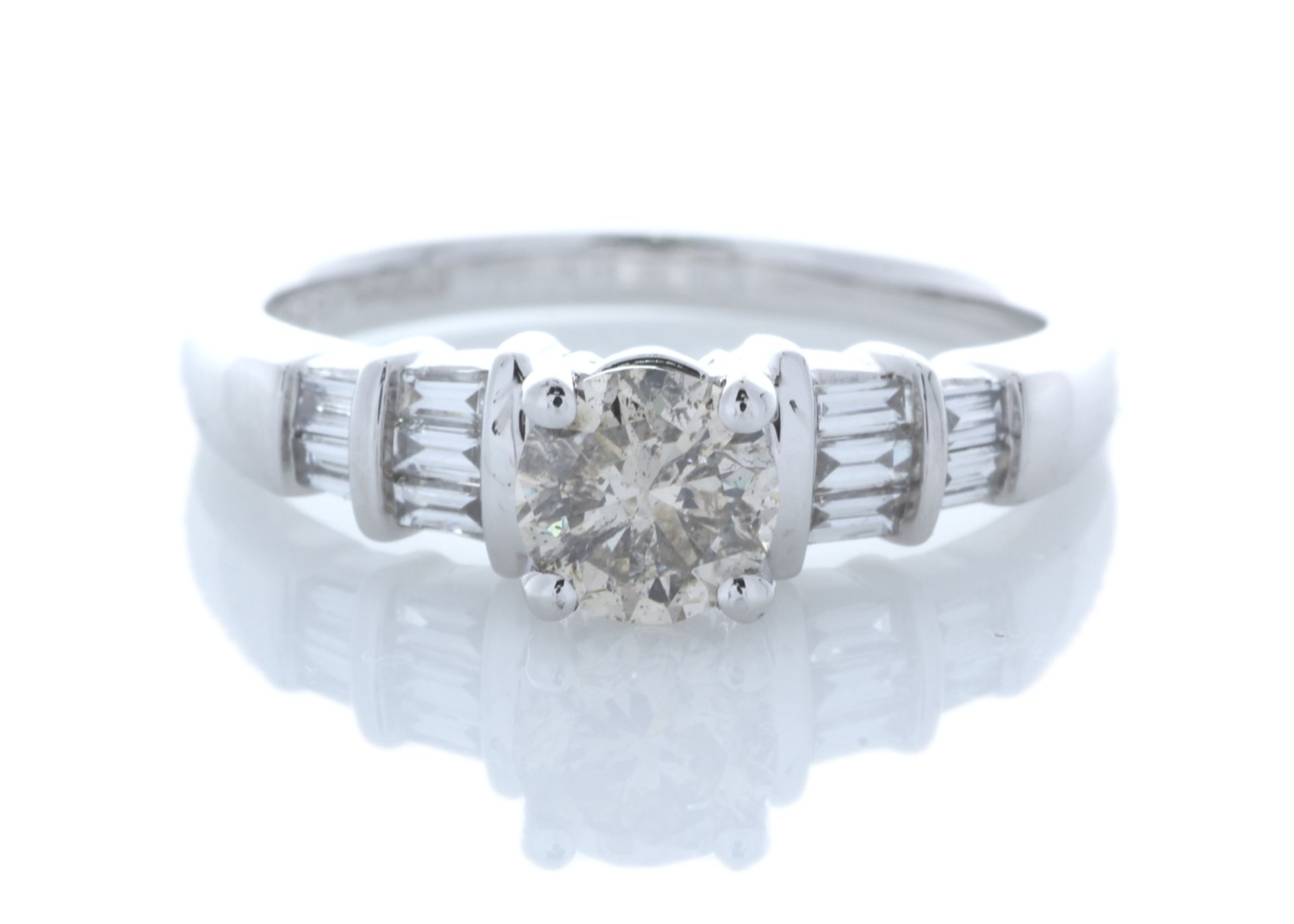 18ct White Gold Single Stone Prong Set With Stone Set Shoulders Diamond Ring 0.84 Carats