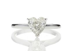 18ct White Gold Single Stone Heart Cut Diamond Ring 1.04 Carats