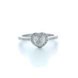 18ct White Gold Heart Shape Diamond With Halo Setting Ring 0.77 (0.45) Carats