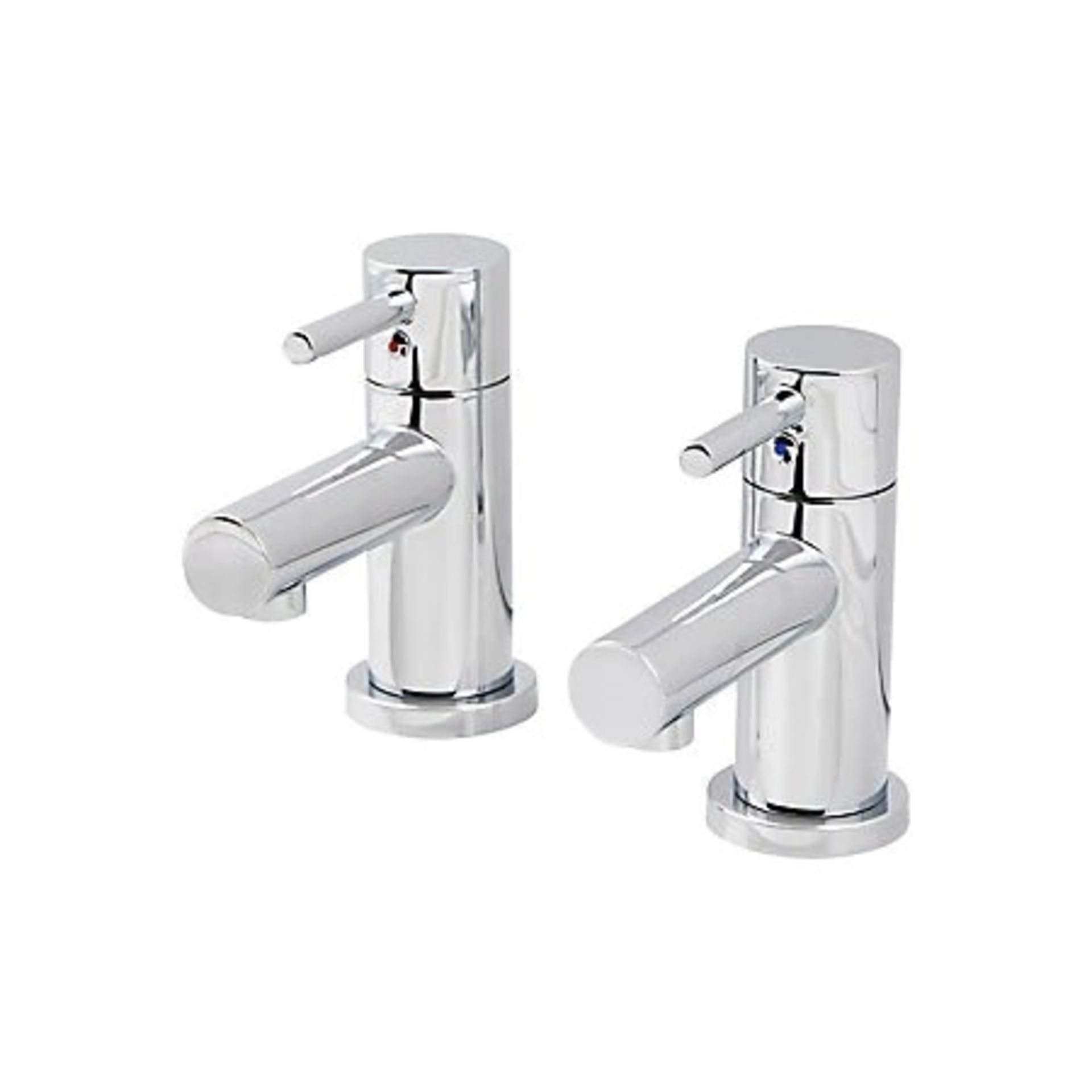 (REF14) Lazu Basin Pillar Tap. This contemporary style chrome basin tap from the Lazu collectio...