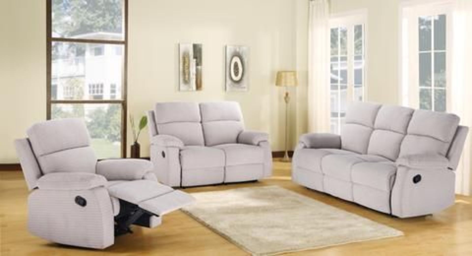 Brand New Boxed 3 Seater Plus 2 Seater New Jersey Sofas In Beige