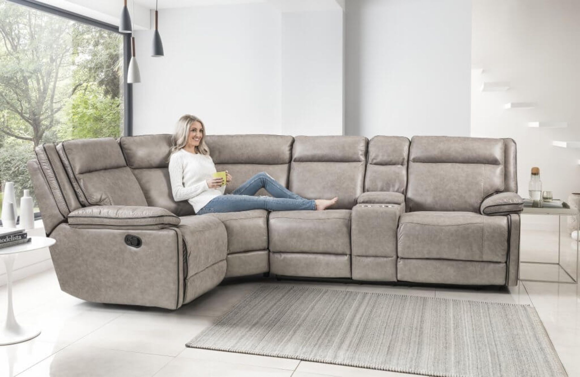 Brand new boxed Cheltenham dark grey electric reclining corner sofa 1c2