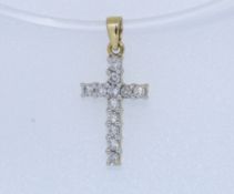 18k Yellow Gold Diamond Set Cross