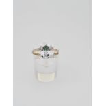UK hallmarked 9ct gold emerald and diamond ring