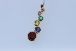 9ct Hallmark Multi Gemstone Set Pendant