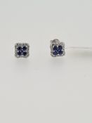 18ct hallmarked white gold sapphire and diamond stud earrings