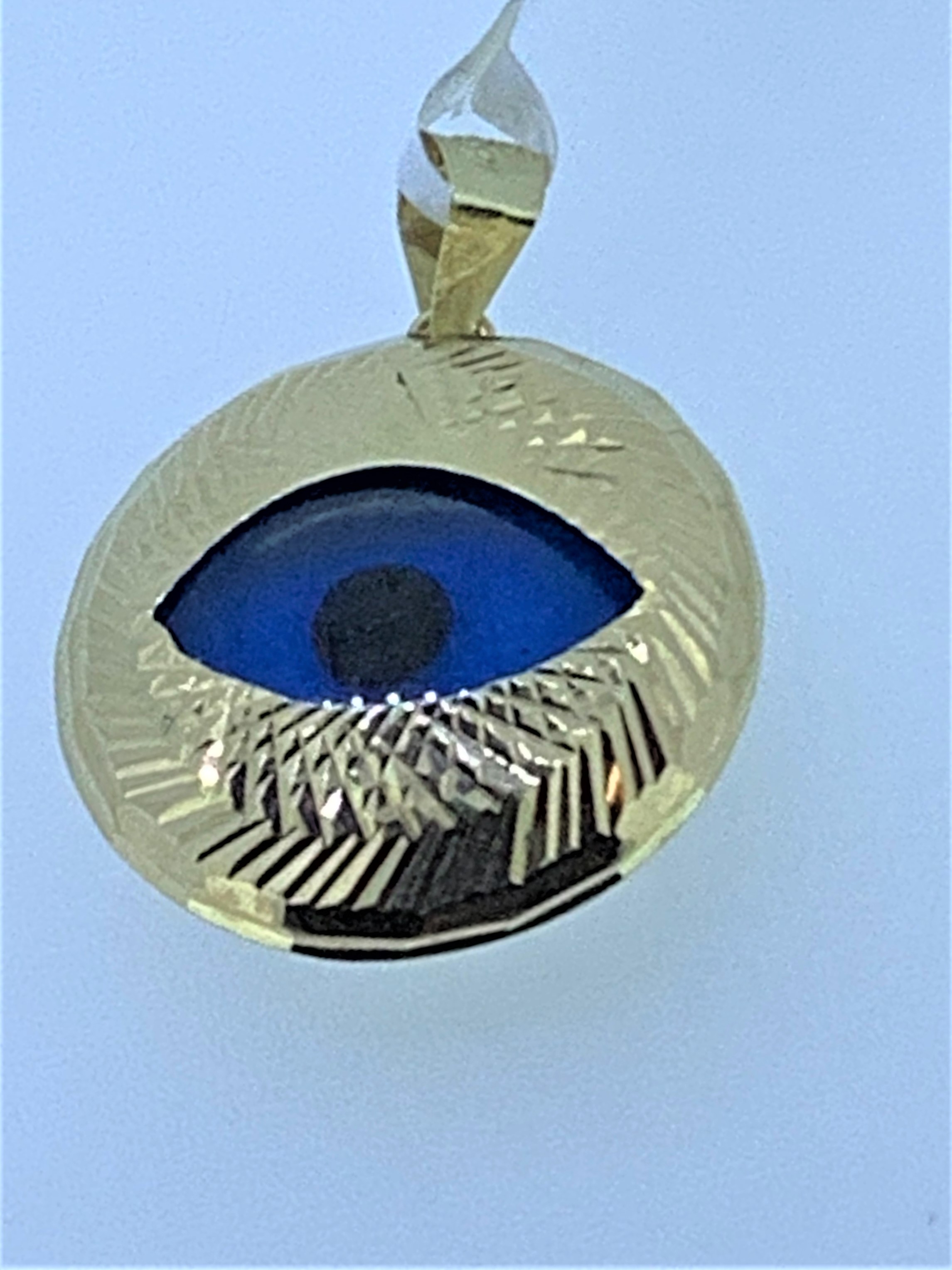 Stamped 585 yellow gold turkish eye pendant - Image 2 of 2