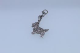 9k White Gold Diamond Set Scotty Dog Charm Pendant