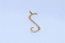 9k Yellow Gold Diamond Set S Initial Pendant