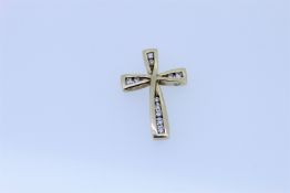 9k Yellow Gold Diamond Set Cross