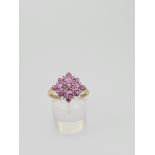 9ct hallmarked pink sapphire and diamond ring