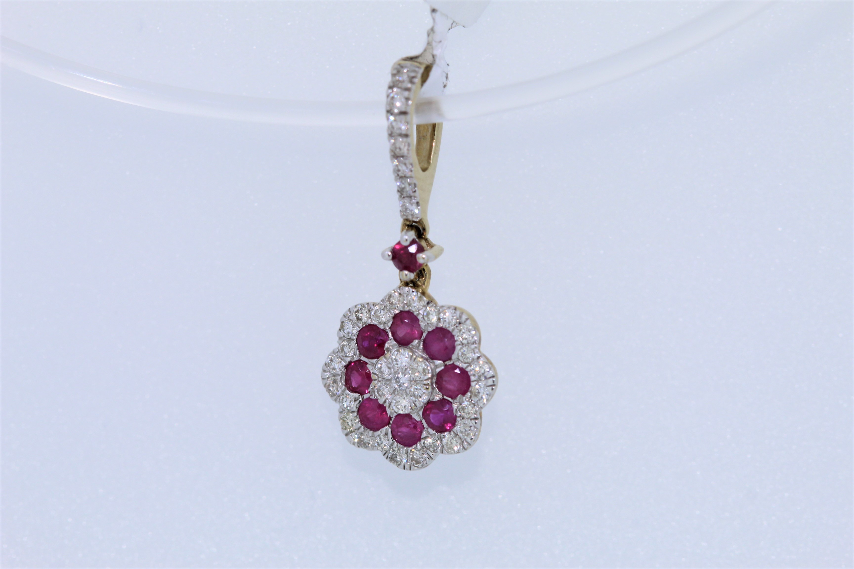 9k Yellow And White Gold Ruby And Diamond Set Pendant - Image 3 of 4