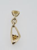 9ct uk hallmark yellow gold citrine set pendant