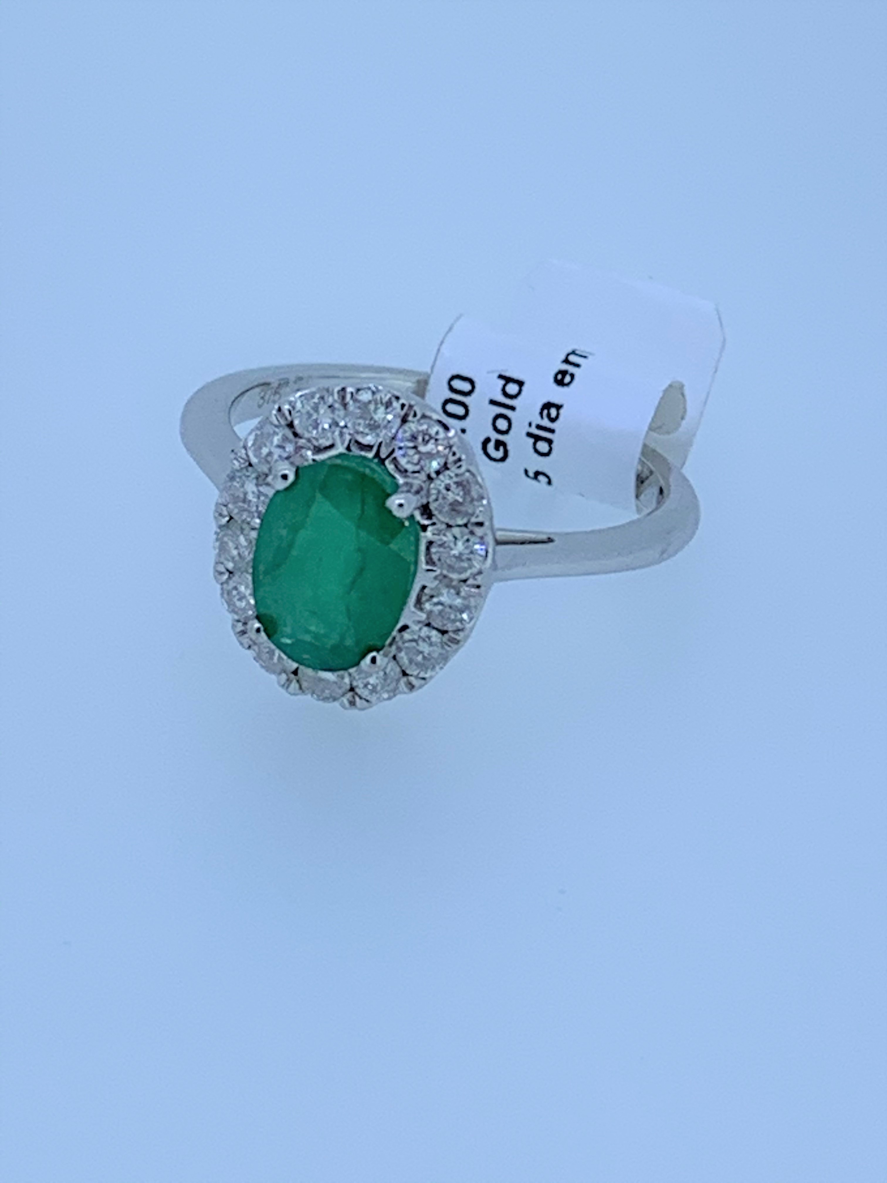 9ct white gold full Uk hallmark emerald and diamond ring - Image 4 of 5