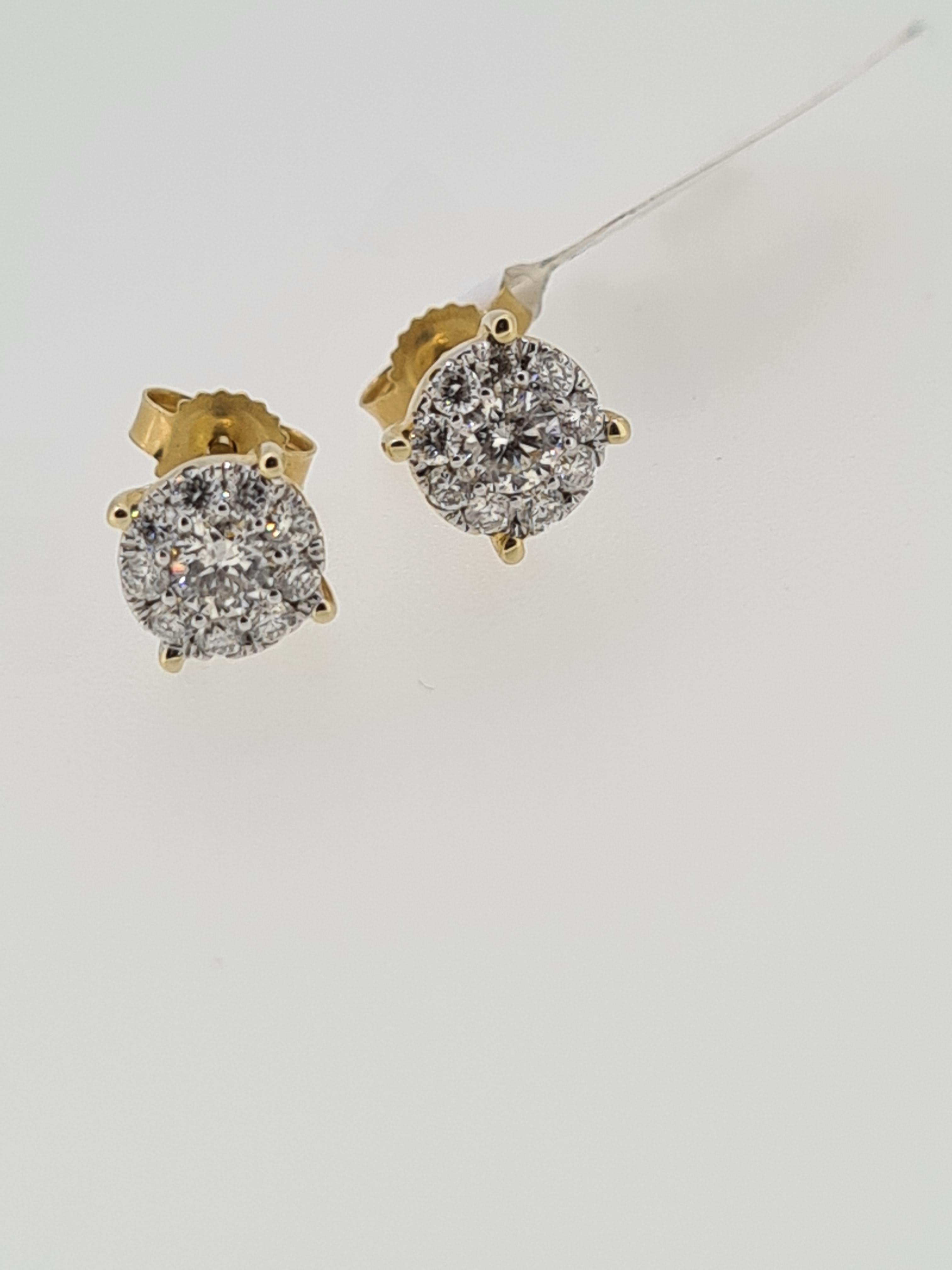 14ct yellow gold diamond stud earrings
