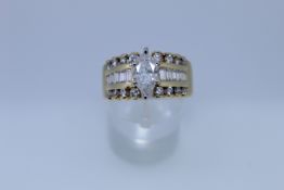 14ct Yellow Gold Marquise Diamond Ring