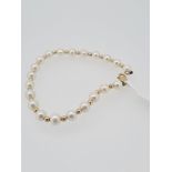 9ct yellow gold cultured pearl bracelet